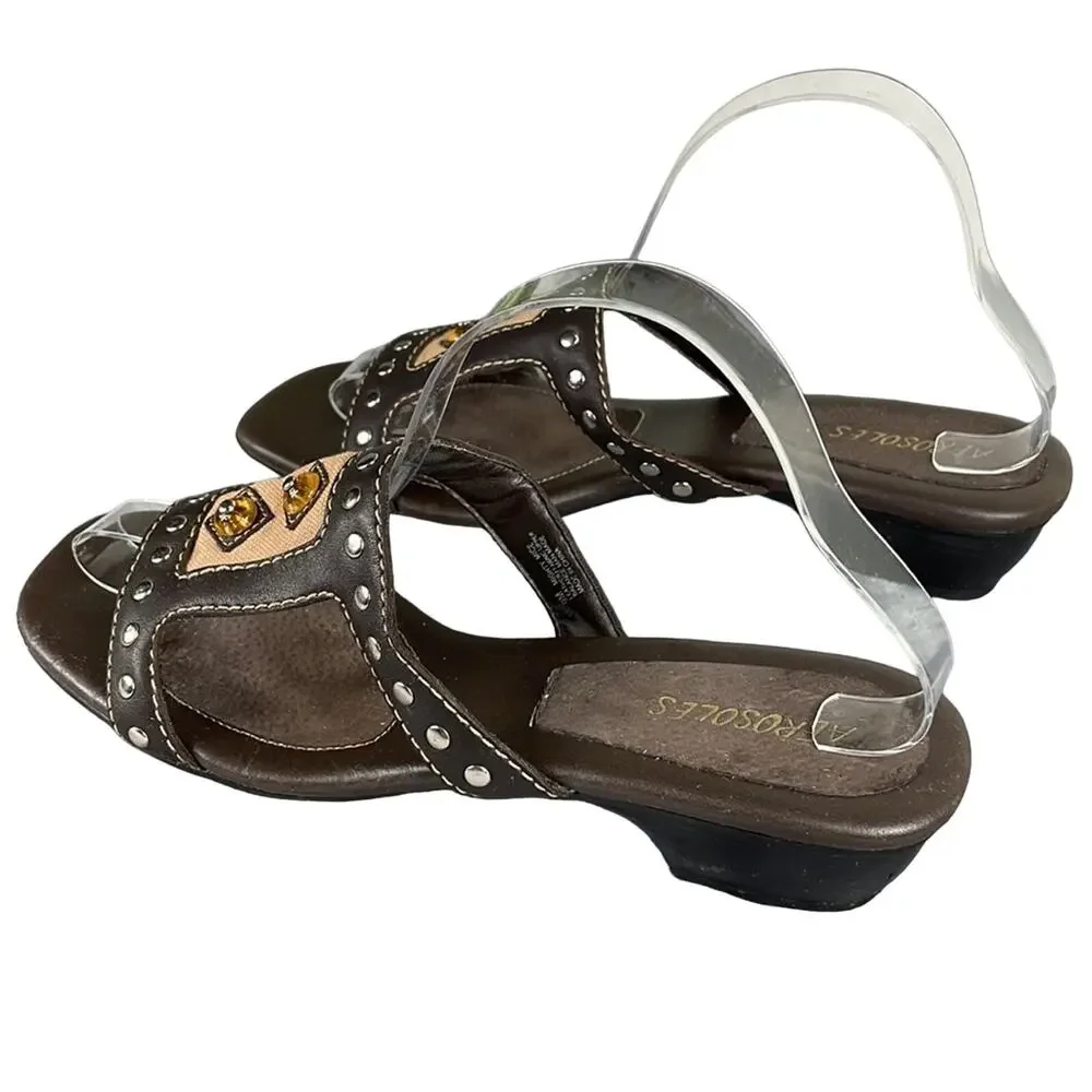 Aerosoles Brown Tan Two Tone Comfort Sandals Flexible Sole Lightweight Summer